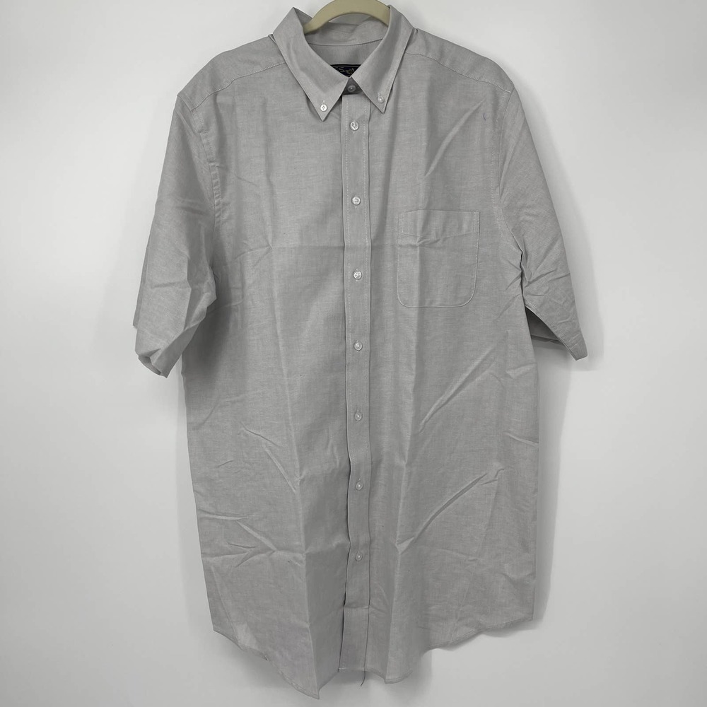 KS SIGNATURE LIGHT GRAY BUTTON DOWN SHORT SLEEVE SIZE 17 TALL